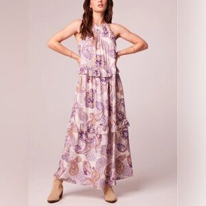 BOG Band of the Free LILIANE PURPLE PAISLEY TIERED MAXI DRESS, NWT sz Medium